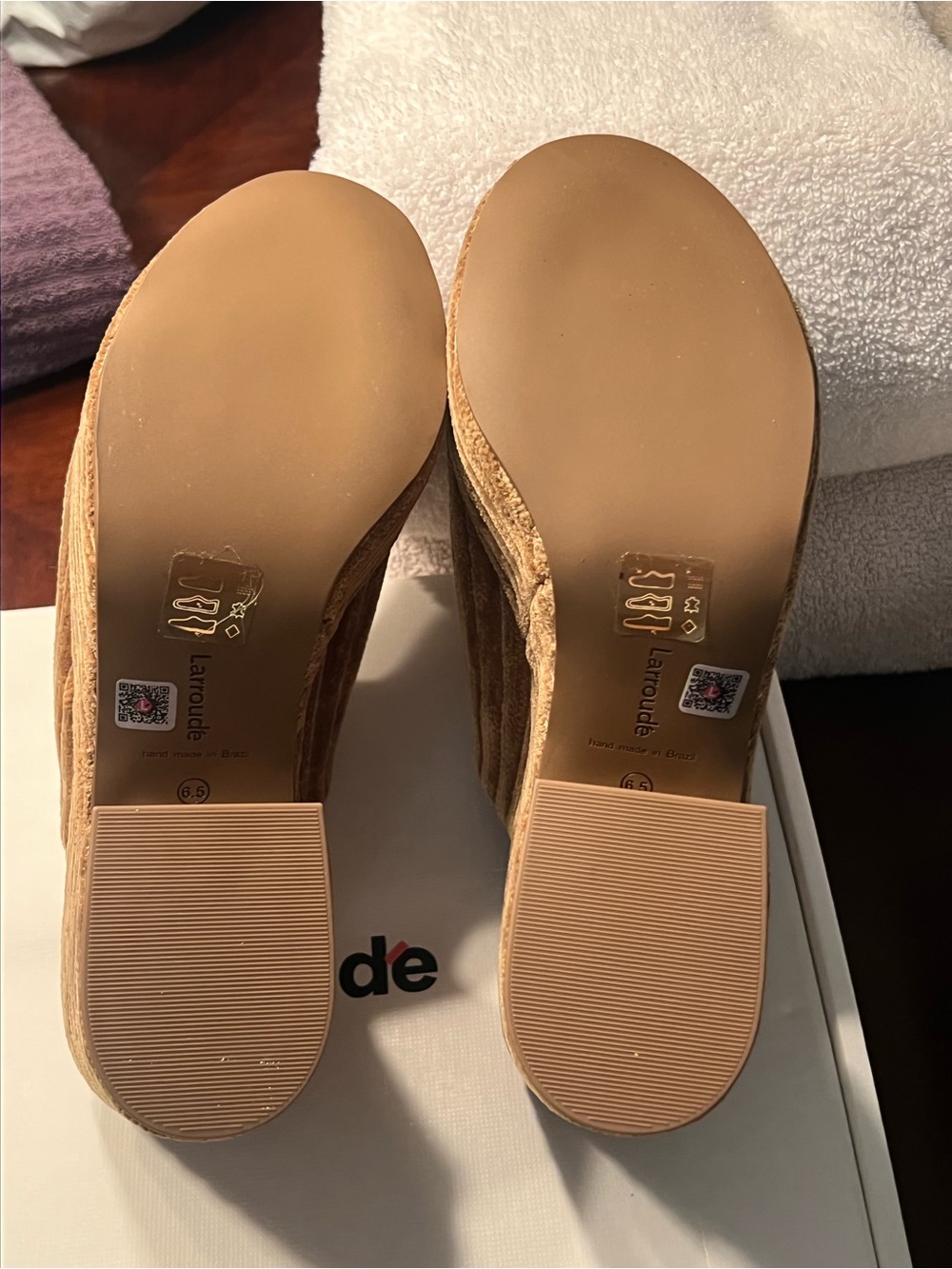 Larroude Latte Velvet Clogs - Picture 4 of 12